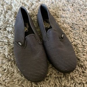 Pinstripe Vans Slip Ons